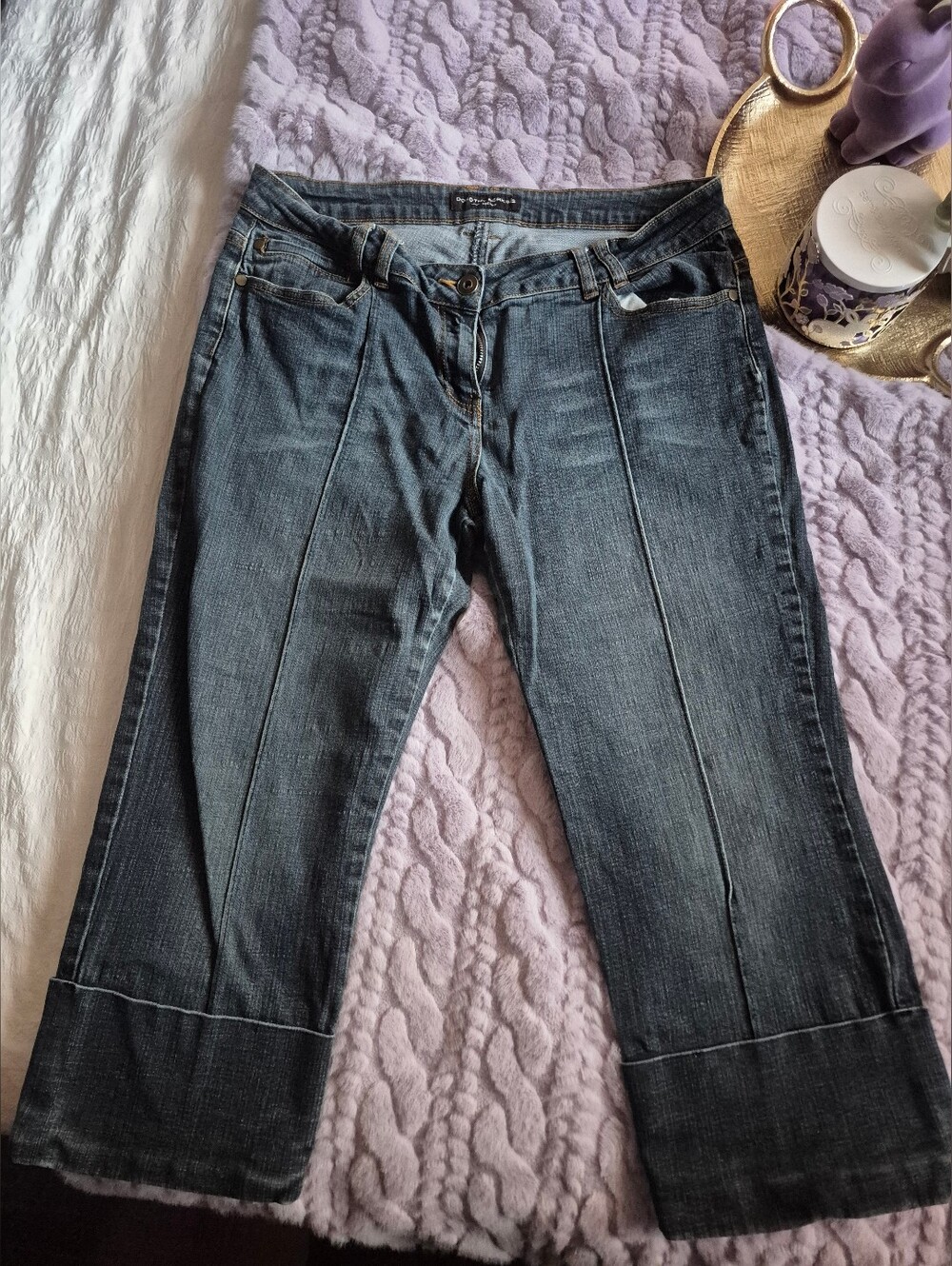 Dorothy Perkins Dark Wash Capri Jean Short Mid Rise